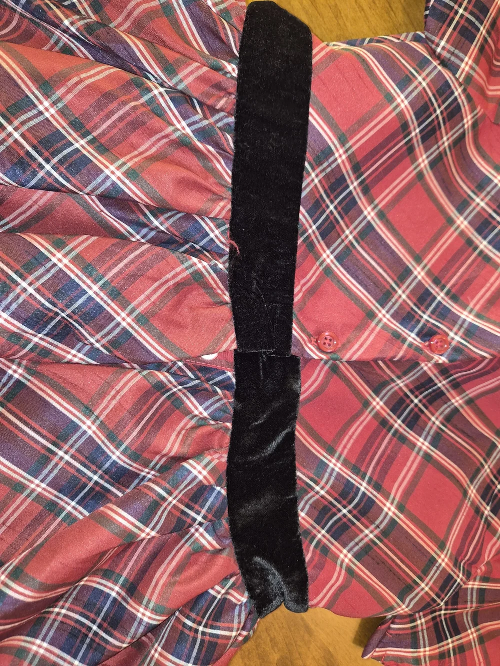 NWOT Girls Gymboree Red Plaid Holiday Christmas Dress Black Velvet Bow Sz 10